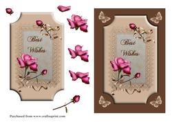 Rose Lace and Butterflies Card Front