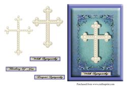 Lilac Satin Cross Sympathy Card Front