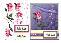 Tumbling Hearts Rose Card Front