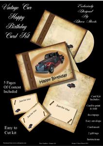 Vintage Car Birthday Card Kit