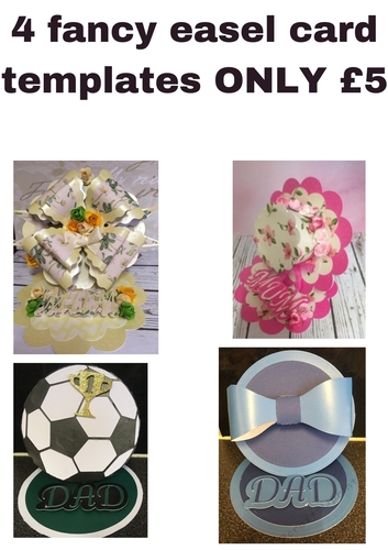 4 fancy shaped easel card templates ONLY £5