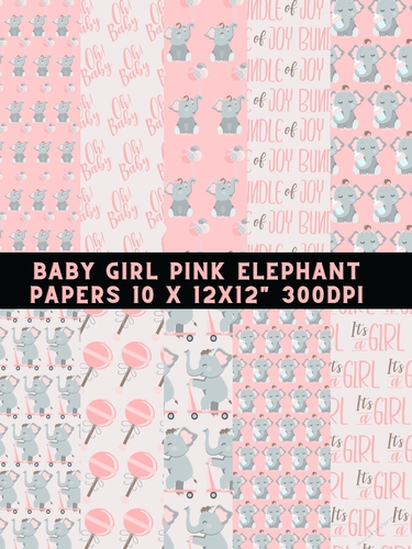 Baby Pink Elephant Papers 10 x 12x12 JPG 300dpi