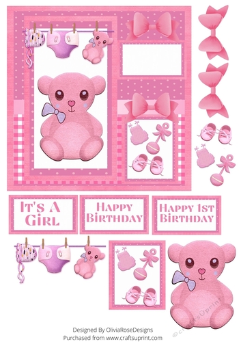 Cute Teddy Bear Pink Quick Card #1