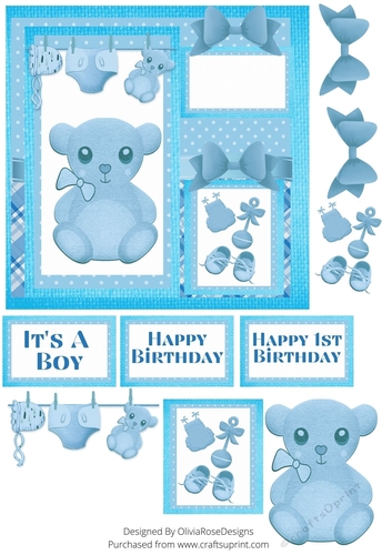 Cute Teddy Bear Blue Quick Card #1