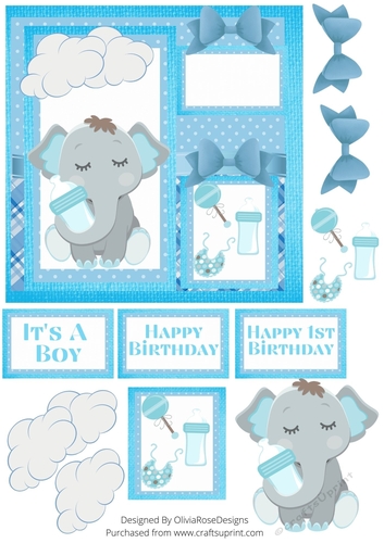 Cute Elephant Blue Quick Card #2