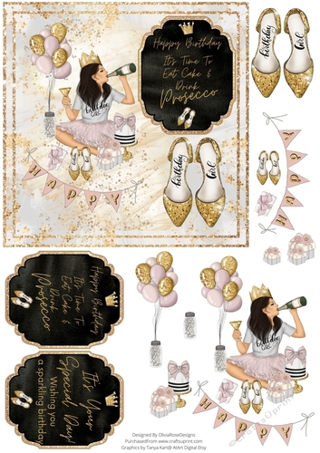 All that Glitters Quick Card #1 Prosecco Birthday Girl