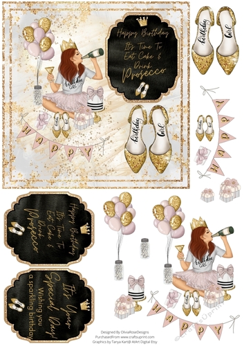 All that Glitters Quick Card #2 Prosecco Birthday Girl