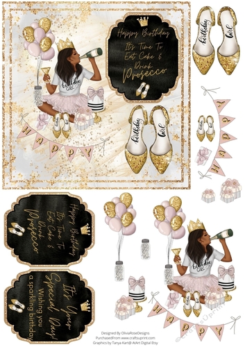 All that Glitters Quick Card #3 Prosecco Birthday Girl