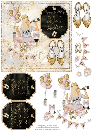 All that Glitters Quick Card #4 Prosecco Birthday Girl