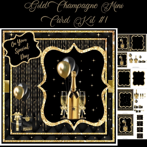 Gold Champagne Mini Card Kit #1 approx 7x7  