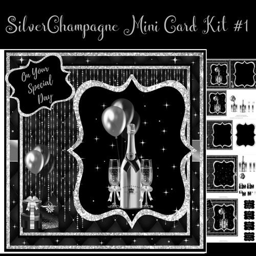 Silver Champagne Mini Card Kit #1 approx 7x7  