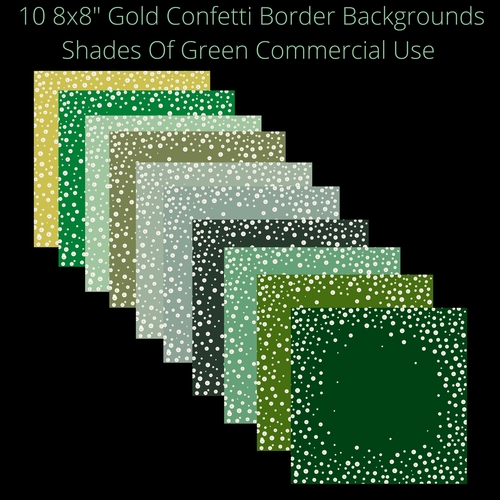 8x8 Gold Confetti Borders Backgrounds Green shades 