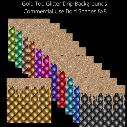 8x8 Gold Top Glitter Drip Backgrounds Bold shades Diamond texture padding