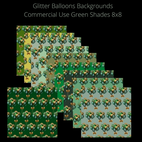 8x8 Gold & green  Glitter Balloons Backgrounds green shades