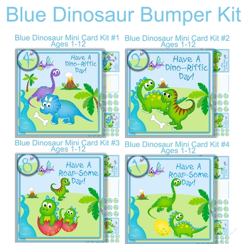 blue Dinosaur Mini card bumper kit  7x7 Ages 1-12
