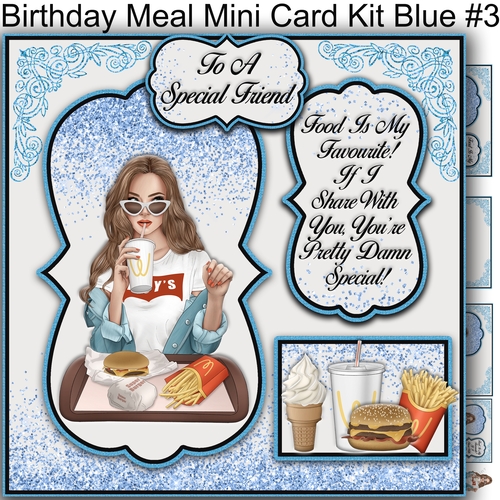 Birthday Meal  Mini Card Kit BLUE #3