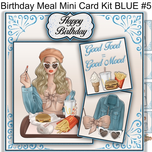Birthday Meal  Mini Card Kit BLUE #5