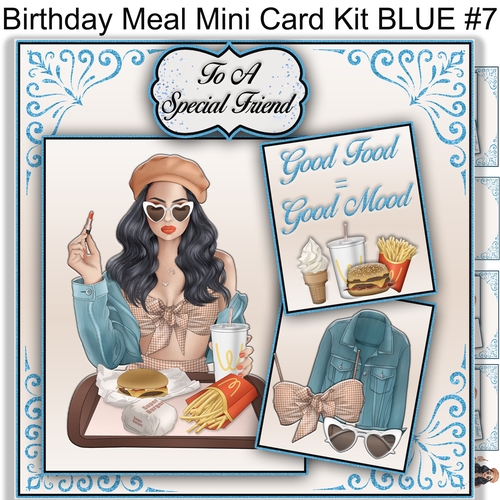 Birthday Meal  Mini Card Kit BLUE #7