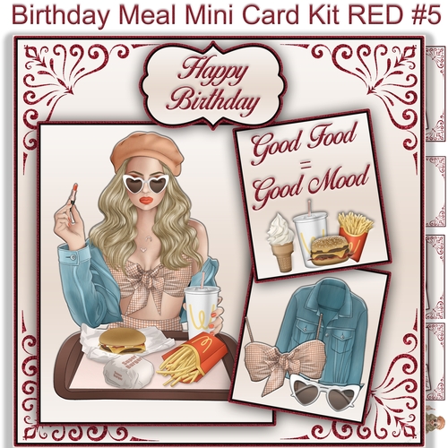 Birthday Meal  Mini Card Kit RED #5