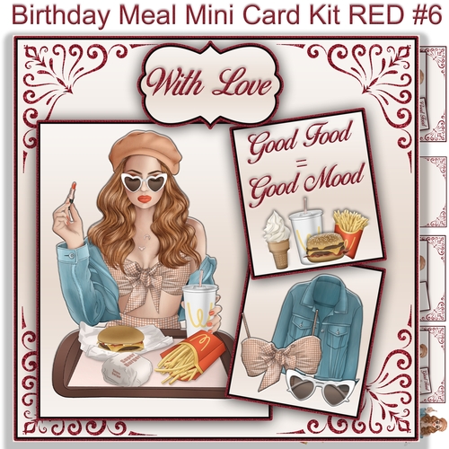 Birthday Meal  Mini Card Kit RED #6