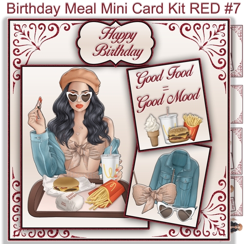 Birthday Meal  Mini Card Kit RED #7