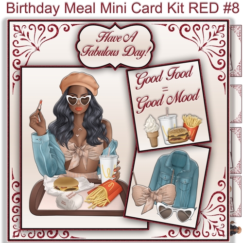 Birthday Meal  Mini Card Kit RED #8