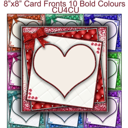Layered Heart Card Fronts 8x8 Bold colors #1 CU4CU