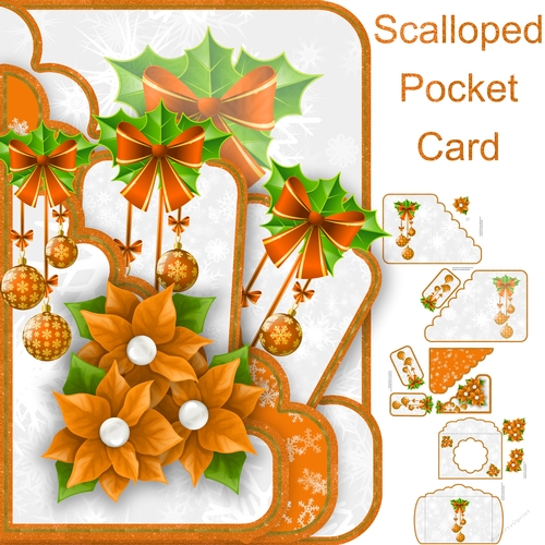 Scalloped Shaped Pocket Card Christmas #4