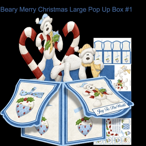 Beary Merry Christmas large Pop Up Box Kit #1