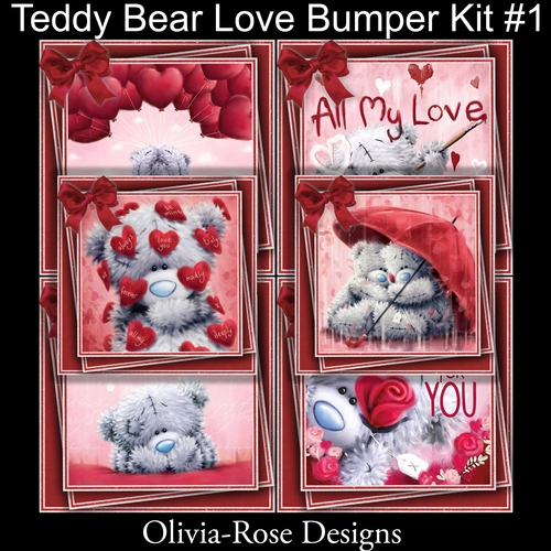 Teddy Bear Love Bumper Kit #1   6 DIFFERENT MATCHING BOOKMARKS**