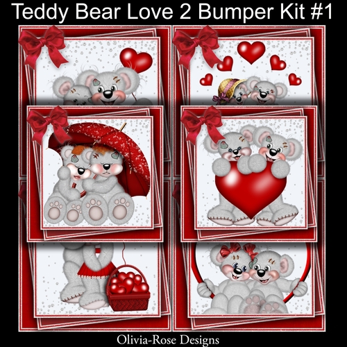 Teddy Bear Love 2 Bumper Kit #1   6 DIFFERENT MATCHING BOOKMARKS** 