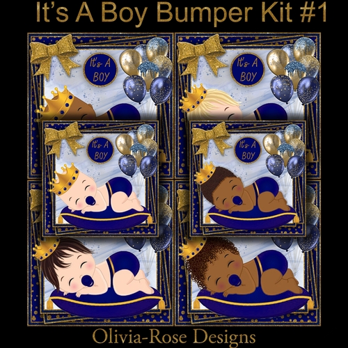 Its A Boy Bumper Kit #1    CARDS FRONT  