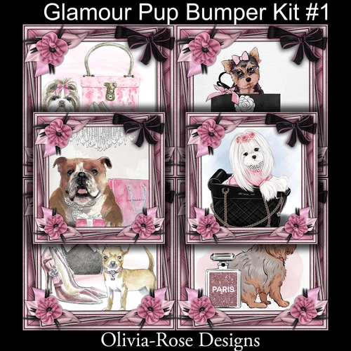 Glamour pup Bumper Kit #1    CARDS FRONT  NO DECOUPAGE**