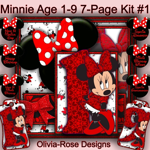 Minnie Mouse Age 1-9 8-Page Kit #1  TOPPER  JUST MINNIE NOW INCLUDED**
