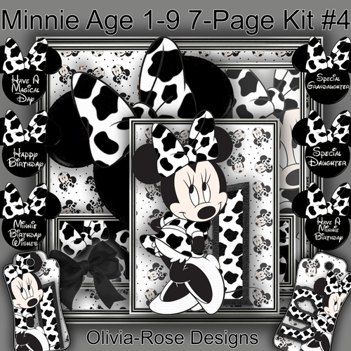 Minnie Mouse Age 1-9 7-Page Kit #4   TOPPER  JUST MINNIE NOW INCLUDED**