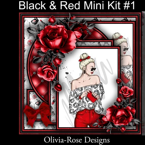 Black & Red Mini Kit #1  NO DECOUPAGE** 