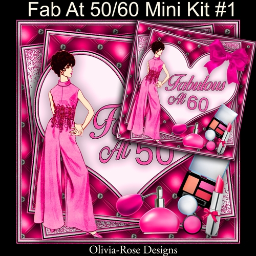 Fab At 50/60 Mini Kit #1   includes 2 card fronts for 50 and 60**
