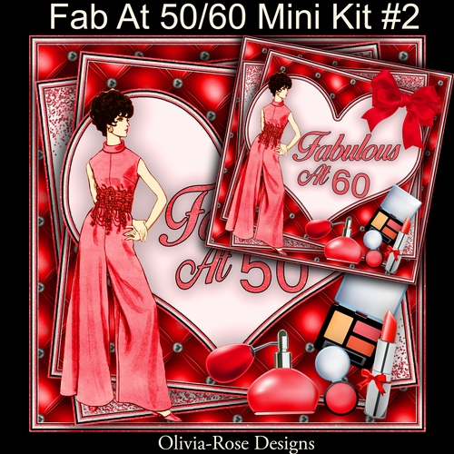 Fab At 50/60 Mini Kit #2   includes 2 card fronts for 50 and 60**