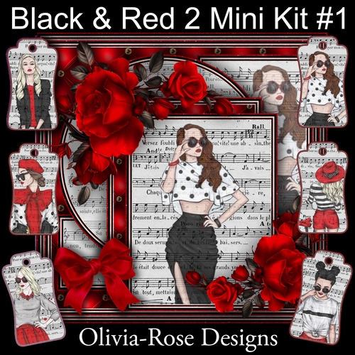 Black & Red 2 Mini Kit #1  NO DECOUPAGE** 