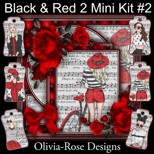 Black & Red 2 Mini Kit #2  NO DECOUPAGE** 