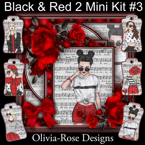Black & Red 2 Mini Kit #3  NO DECOUPAGE** 