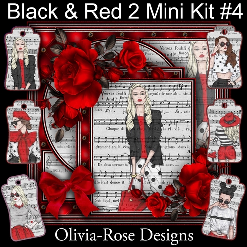 Black & Red 2 Mini Kit #4  NO DECOUPAGE** 