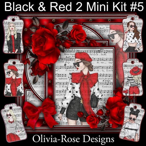 Black & Red 2 Mini Kit #5  NO DECOUPAGE** 