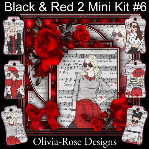 Black & Red 2 Mini Kit #6  NO DECOUPAGE** 