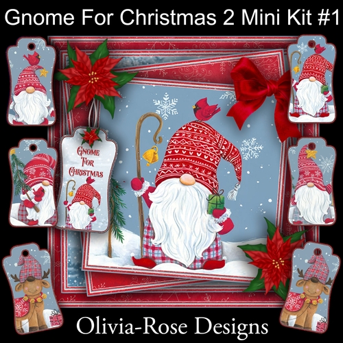 Gnome For Christmas 2 Mini Kit #1  NO DECOUPAGE** 