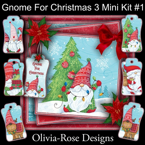 Gnome For Christmas 3 Mini Kit #1 NO DECOUPAGE** 
