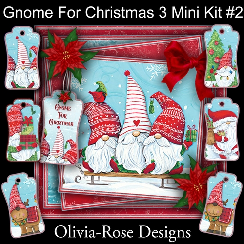 Gnome For Christmas 3 Mini Kit #2  NO DECOUPAGE** 