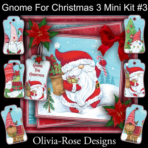 Gnome For Christmas 3 Mini Kit #3  NO DECOUPAGE** 