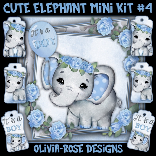 Cute Elephant Mini Card #4   ONLY THE IMAGE**