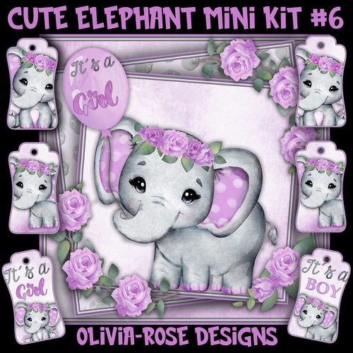 Cute Elephant Mini Card #6   ONLY THE IMAGE**